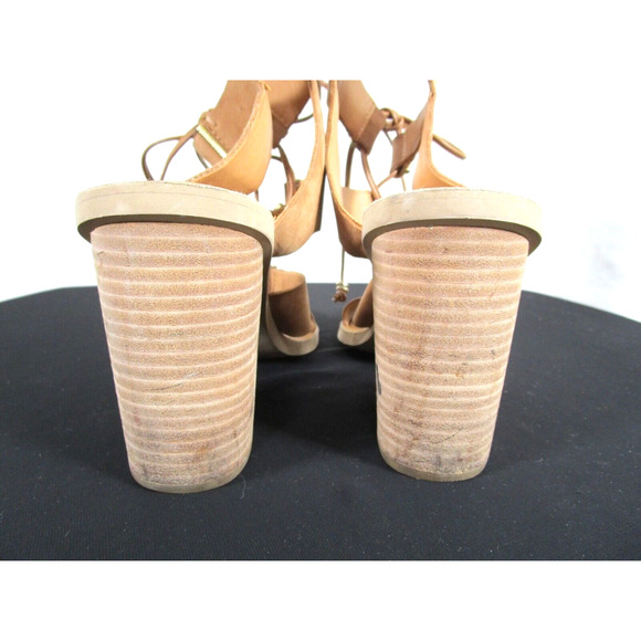 Dolce Vita Whitley Tan Brown Leather High Heel Lace Up Bootie Sandals Women 10 - Picture 6 of 11